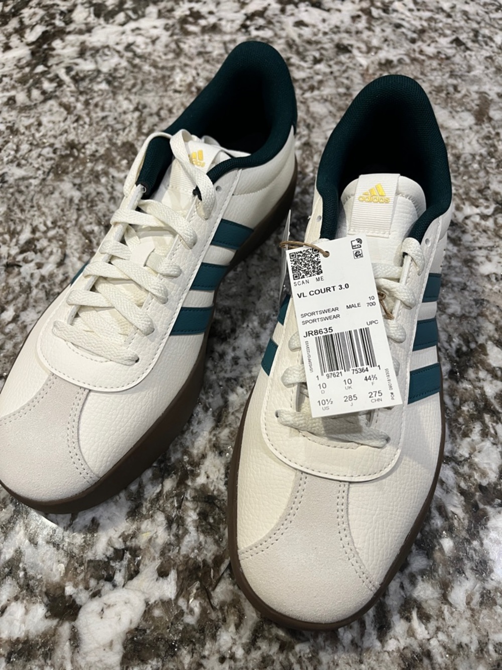 adidas VL Court 3.0 Cream & Teal Low-Top Platform Sneakers M 10.5 / W 11.5 - Picture 2 of 9
